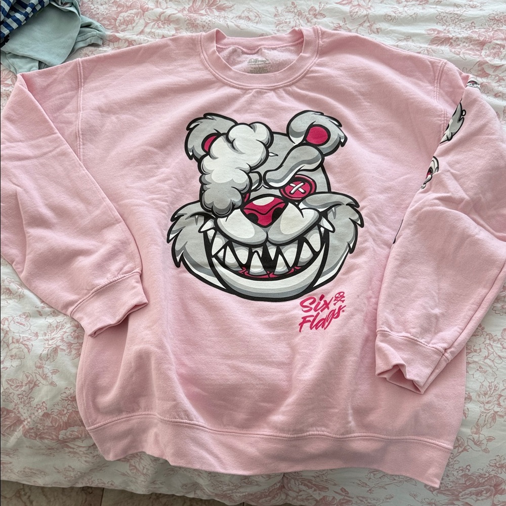 Six Flags Pink Graphic Sweatshirt